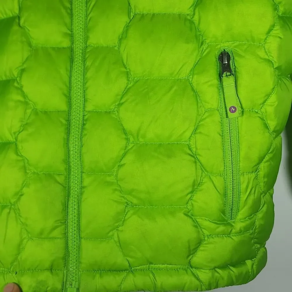 MARMOT Girls Ama Dablam XL Green 700 fill Down FullZip Hooded Puffer Jacket